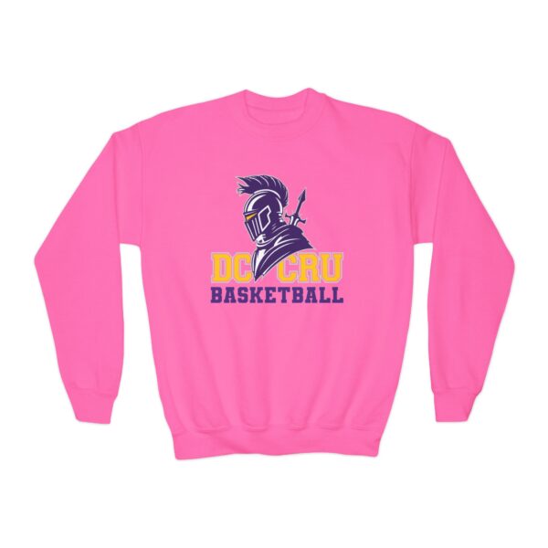 Youth CRU Basketball (3 Color Options / Purple) Youth Crewneck Sweatshirt - Image 5