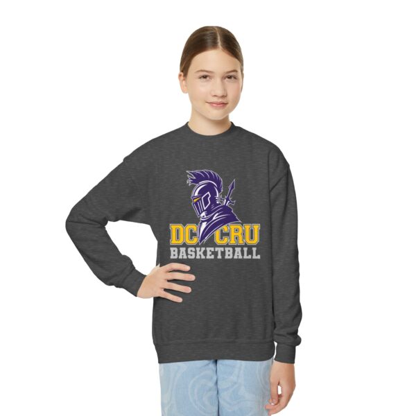 Youth CRU Basketball (4 Color Options / Gray) Youth Crewneck Sweatshirt - Image 3