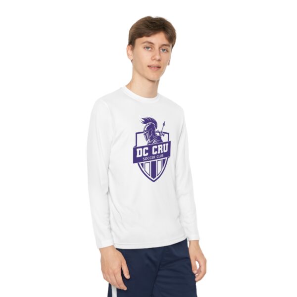 Youth CRU Soccer - (5 Color Options / Purple Logo) - Youth Long Sleeve Competitor Tee - Image 3