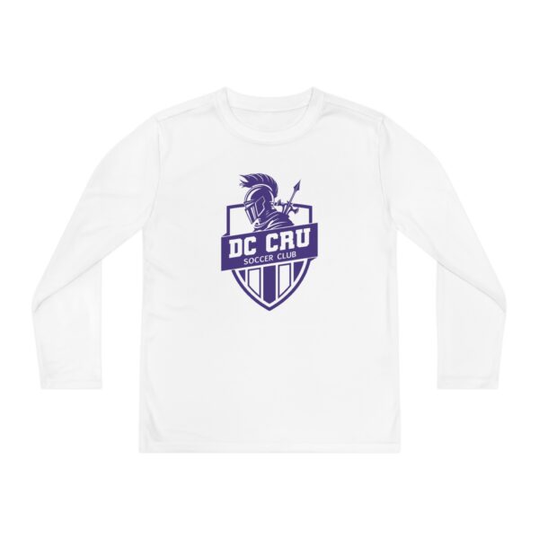 Youth CRU Soccer - (5 Color Options / Purple Logo) - Youth Long Sleeve Competitor Tee