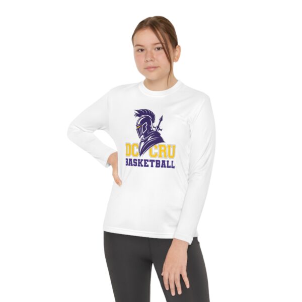 Youth CRU Basketball (5 Color Options / Purple) Youth Long Sleeve Competitor Tee - Image 3