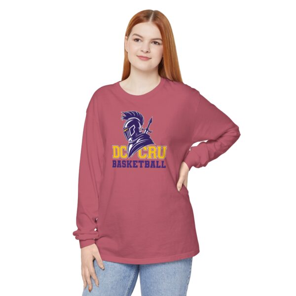 Adult CRU Basketball (9 Color Options / Purple) Unisex Garment-dyed Long Sleeve T-Shirt - Image 3