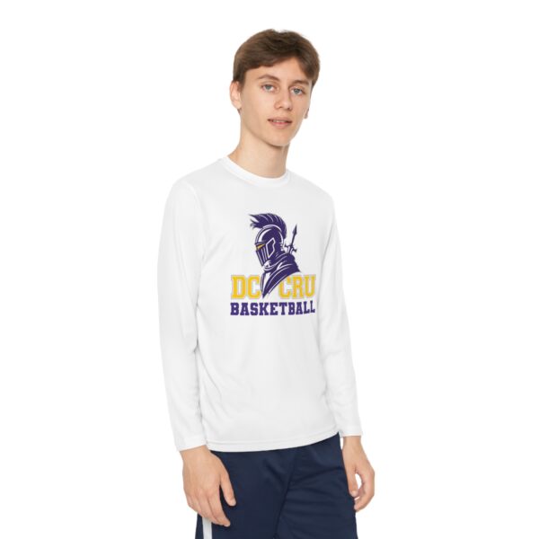 Youth CRU Basketball (5 Color Options / Purple) Youth Long Sleeve Competitor Tee - Image 2