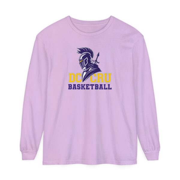 Adult CRU Basketball (5 Color Options / Purple) Unisex Garment-dyed Long Sleeve T-Shirt - Image 5