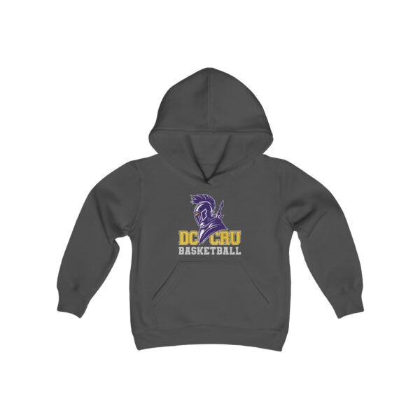 Youth CRU Basketball (6 Color Options / Gray) Youth Heavy Blend Hooded Sweatshirt - Image 4