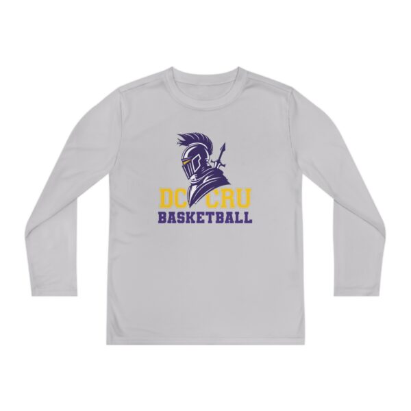 Youth CRU Basketball (5 Color Options / Purple) Youth Long Sleeve Competitor Tee - Image 4