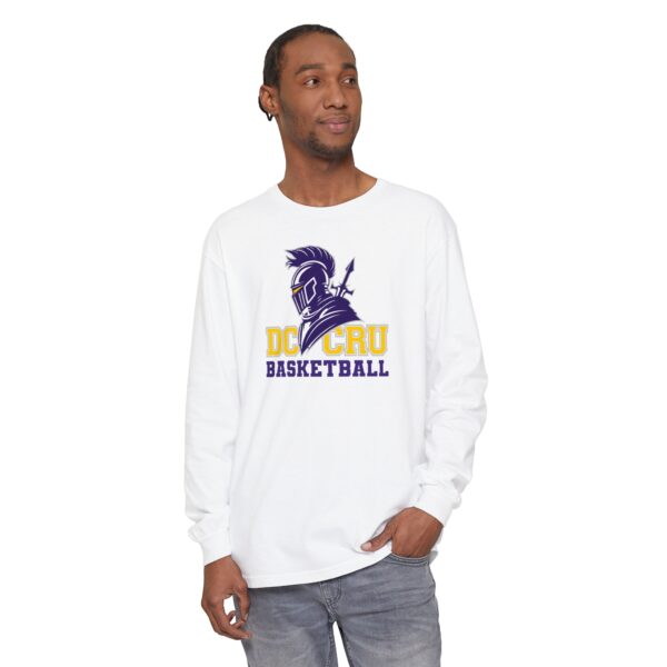 Adult CRU Basketball (5 Color Options / Purple) Unisex Garment-dyed Long Sleeve T-Shirt - Image 2