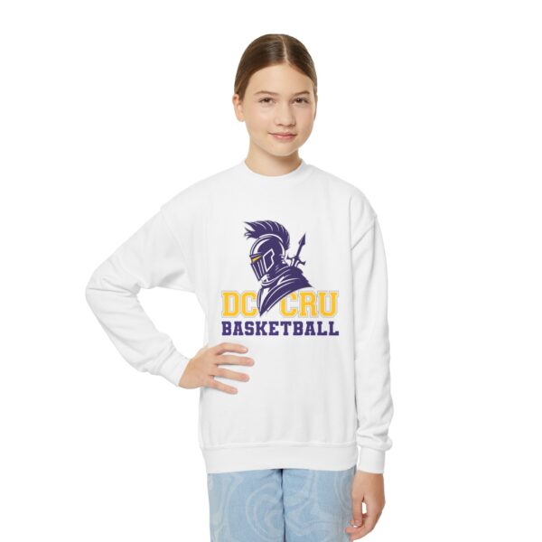 Youth CRU Basketball (3 Color Options / Purple) Youth Crewneck Sweatshirt - Image 3