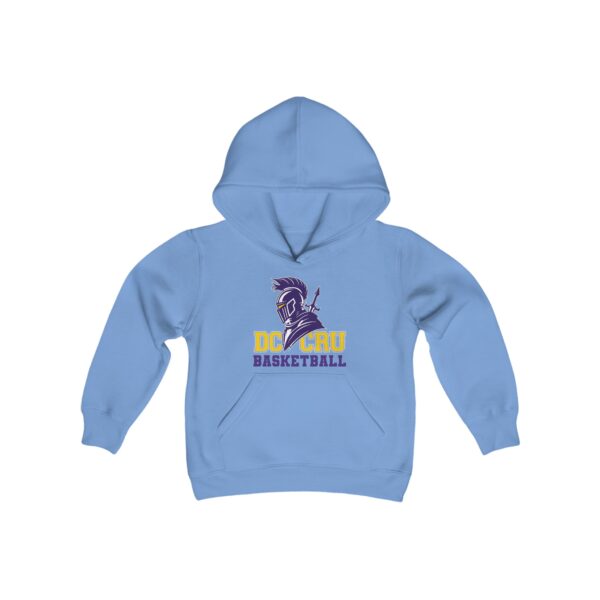 Youth CRU Basketball (6 Color Options / Purple) Youth Heavy Blend Hooded Sweatshirt - Image 4