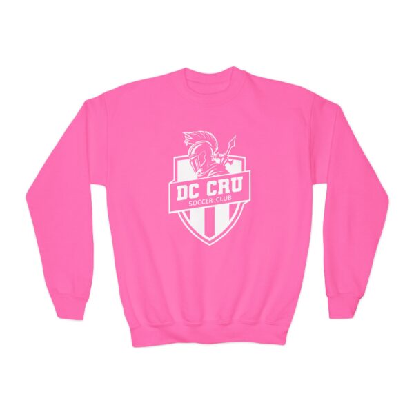 Youth CRU Soccer (White Logo / 9 Color Options) Youth Crewneck Sweatshirt - Image 43