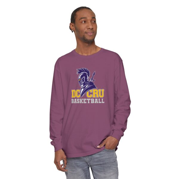 Adult CRU Basketball (11 Color Options / Gray) Unisex Garment-dyed Long Sleeve T-Shirt - Image 3