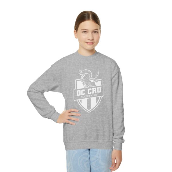 Youth CRU Soccer (White Logo / 9 Color Options) Youth Crewneck Sweatshirt - Image 17