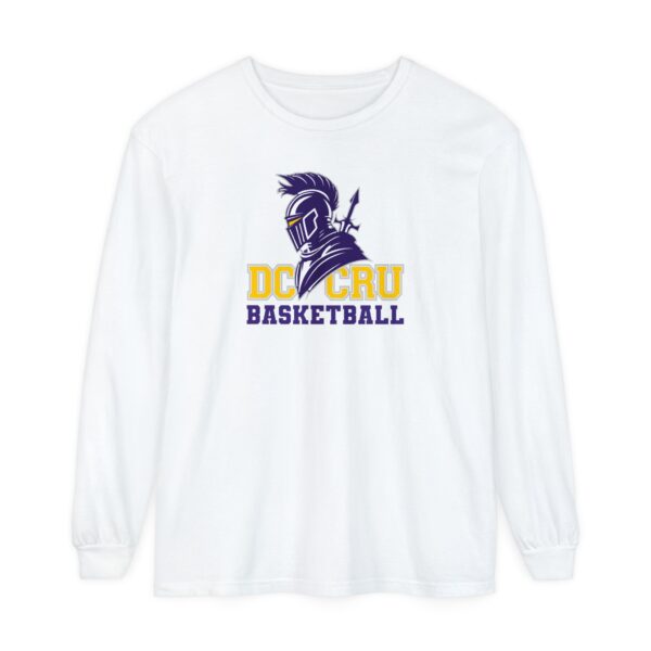 Adult CRU Basketball (9 Color Options / Purple) Unisex Garment-dyed Long Sleeve T-Shirt - Image 4