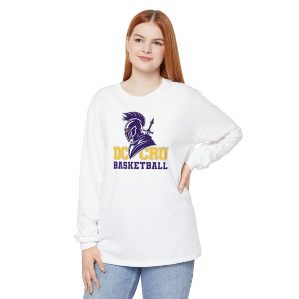 Adult CRU Basketball (5 Color Options / Purple) Unisex Garment-dyed Long Sleeve T-Shirt - Image 3