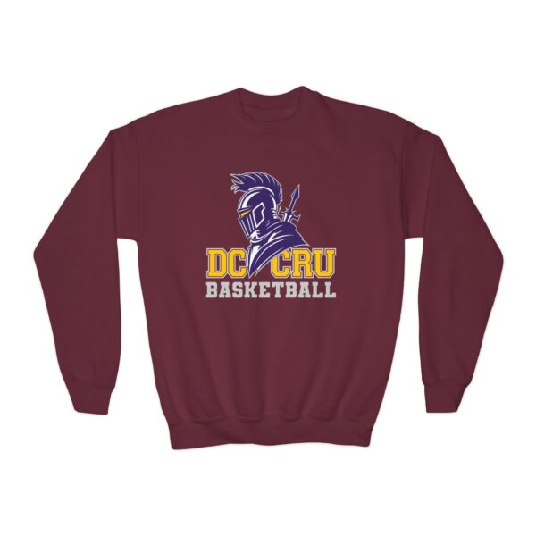 Youth CRU Basketball (4 Color Options / Gray) Youth Crewneck Sweatshirt - Image 6