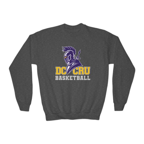 Youth CRU Basketball (4 Color Options / Gray) Youth Crewneck Sweatshirt - Image 2