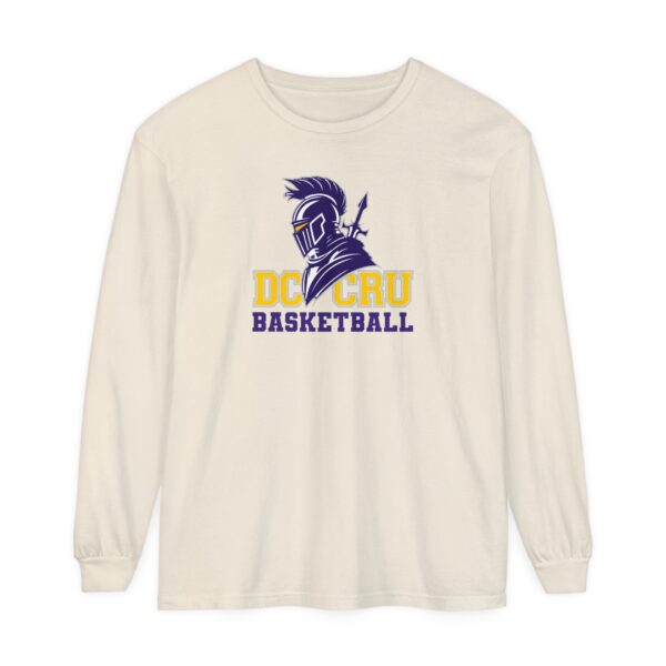 Adult CRU Basketball (9 Color Options / Purple) Unisex Garment-dyed Long Sleeve T-Shirt - Image 5