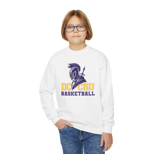 Youth CRU Basketball (3 Color Options / Purple) Youth Crewneck Sweatshirt - Image 2