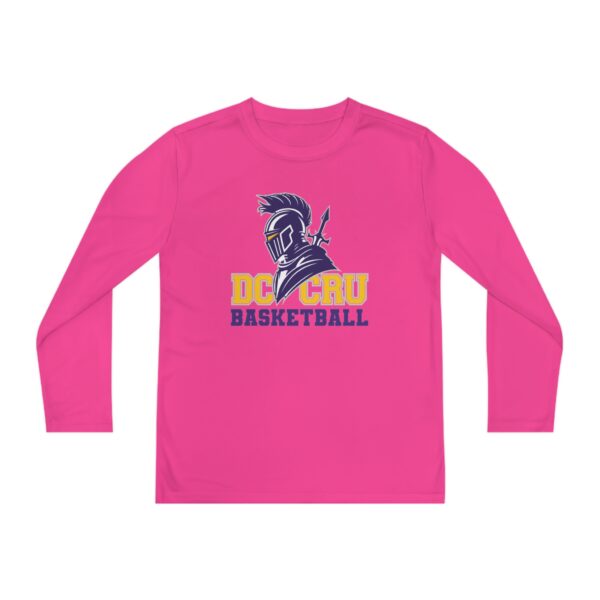 Youth CRU Basketball (5 Color Options / Purple) Youth Long Sleeve Competitor Tee - Image 7