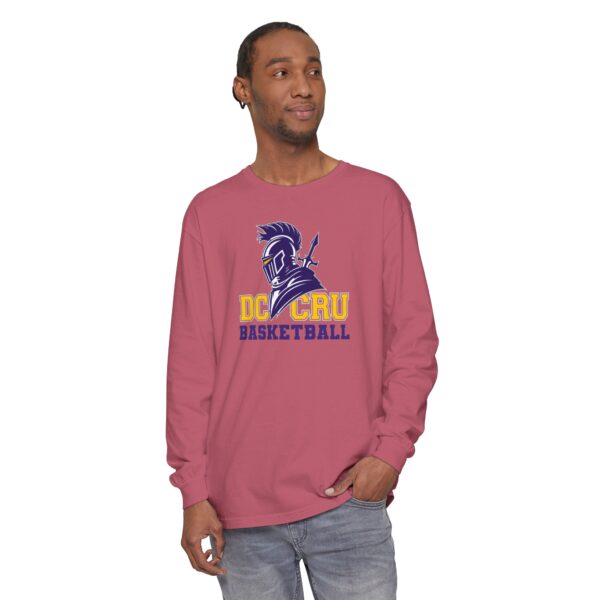 Adult CRU Basketball (9 Color Options / Purple) Unisex Garment-dyed Long Sleeve T-Shirt - Image 2