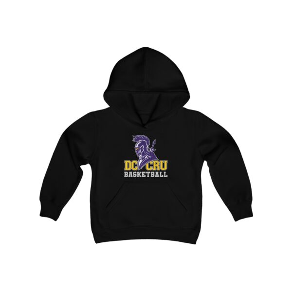 Youth CRU Basketball (6 Color Options / Gray) Youth Heavy Blend Hooded Sweatshirt - Image 3